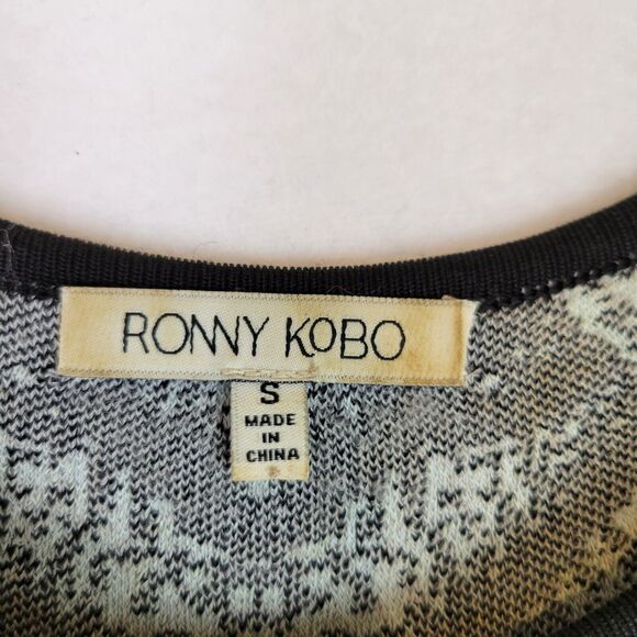 Ronny Kobo Womens Midi Tank Dress Size Small Black Knit Graphic Psychedelic Boho - Picture 2 of 8